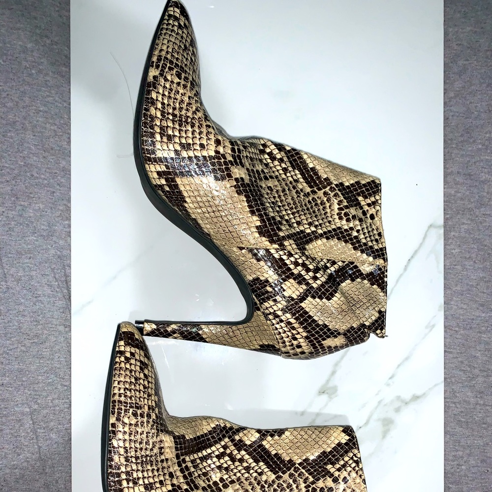 Real python leather ankle boots